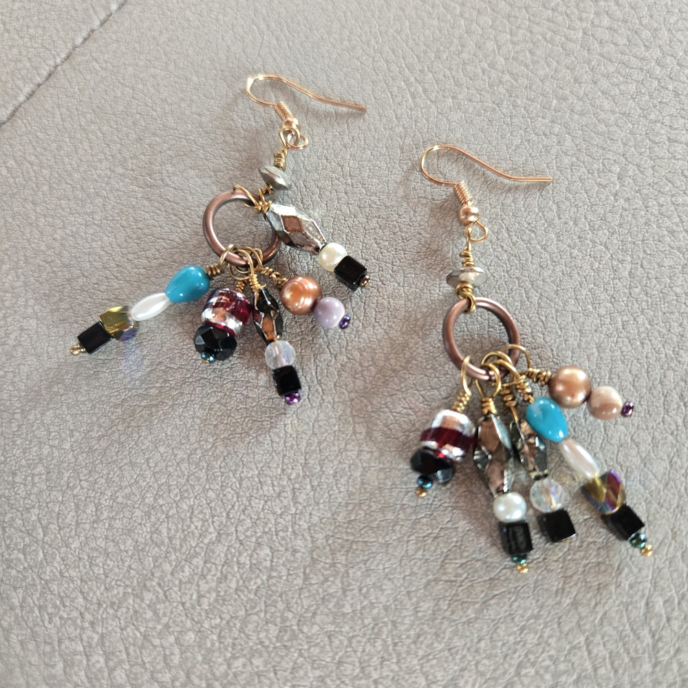 Elegant Multicolor Beaded Dangle Earrings